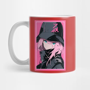 Aesthetic Anime Girl Pink Rosa Black | Quality Aesthetic Anime Design | Chibi Manga Anime Art Mug